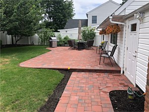 nicolock fire island rustico 4 pc peice piece dual level rear patio bullnose edge